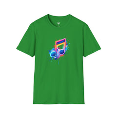 Musical Splash Unisex Softstyle T-Shirt | Gift for Music Lovers, Vibrant Art Tee, Trendy Music Shirt, Birthday Gift, Concert Wear