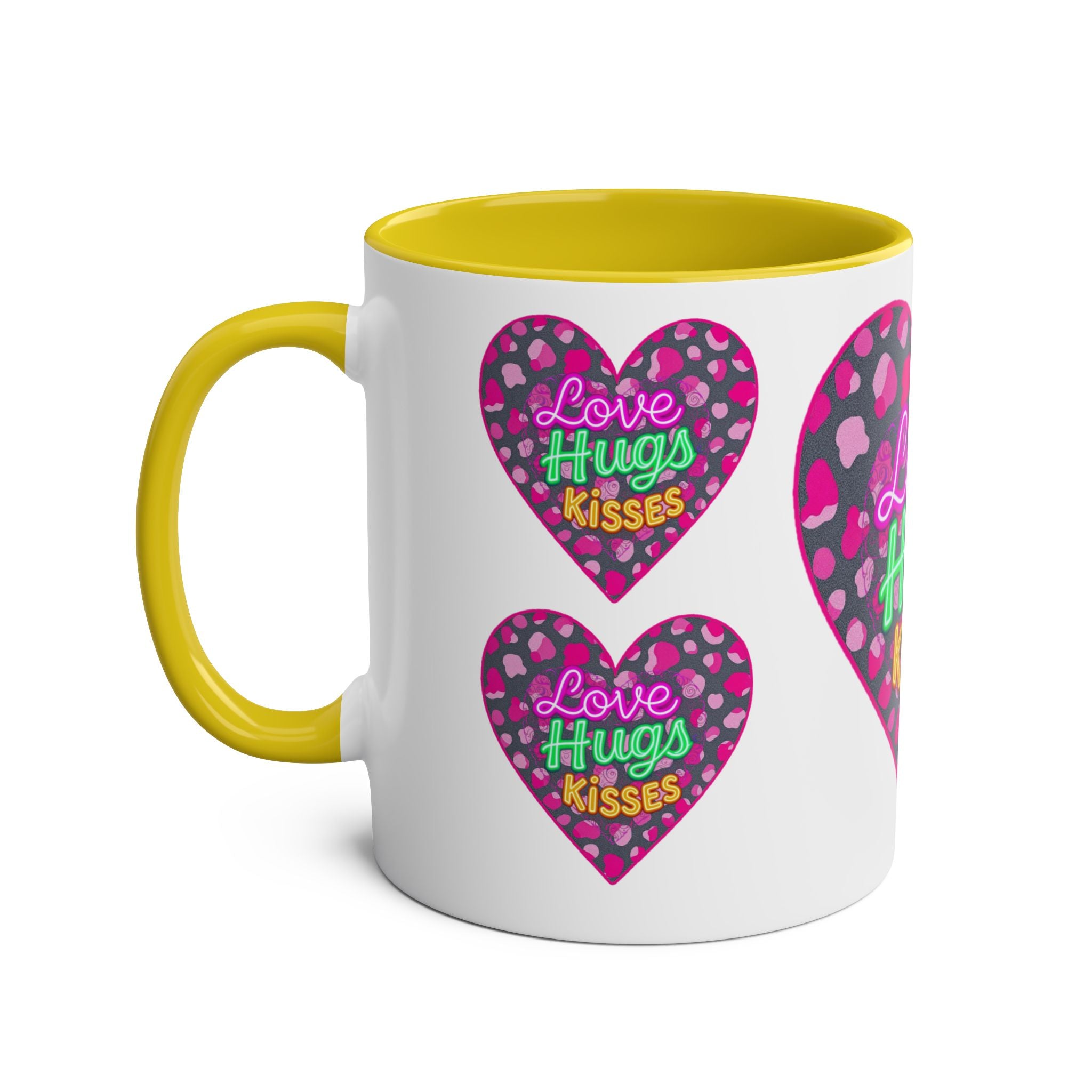 Colorful Love Mug: Perfect for Valentine's Day, Cute Gift, Coffee Break, Home Decor, Heart Design, Love Hugs Kisses