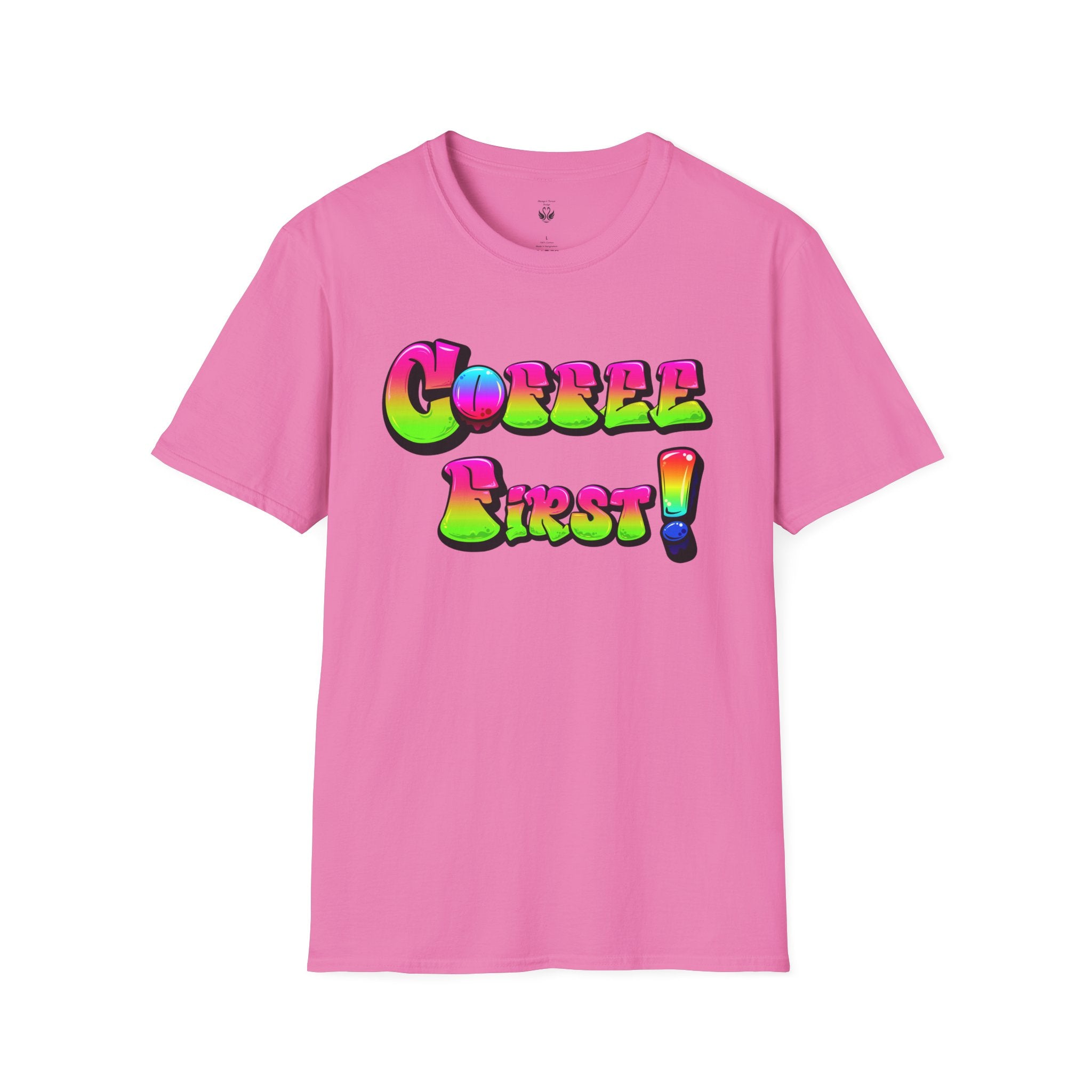 Coffee First Unisex Softstyle T-Shirt, Funny Graphic Tee, Gift for Coffee Lovers, Casual Wear, Perfect for Birthdays, Everyday Comfort