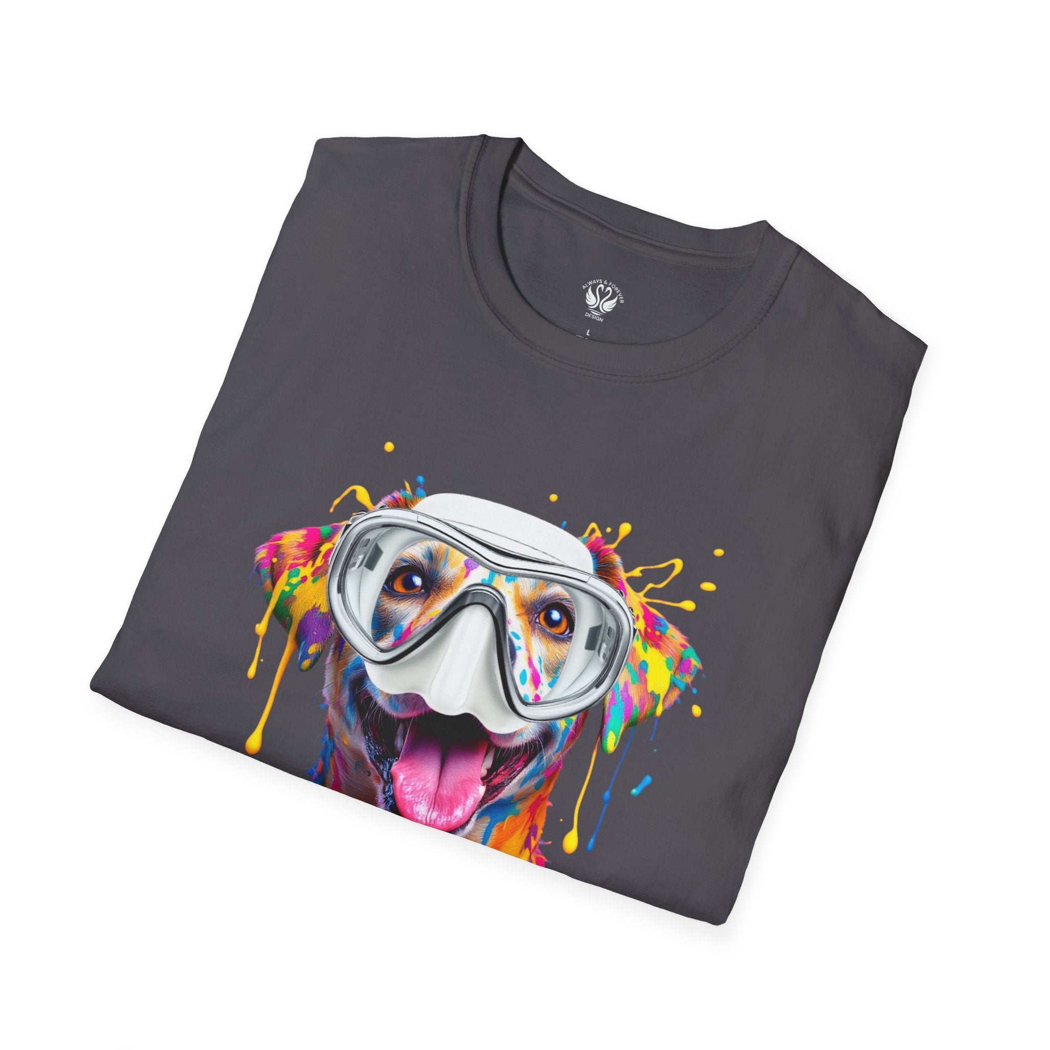 Vibrant Dog Art Unisex T-Shirt – Cute Pet Lover Gift, Animal Artwork Tee, Colorful Dog Graphic Top, Unique Gift for Dog Owners