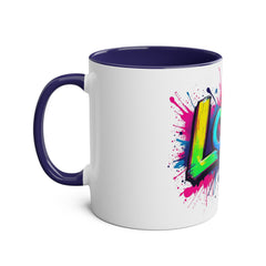 Colorful Love Coffee Mug - 11oz Two-Tone Mug for Valentine's Day & Everyday Joy