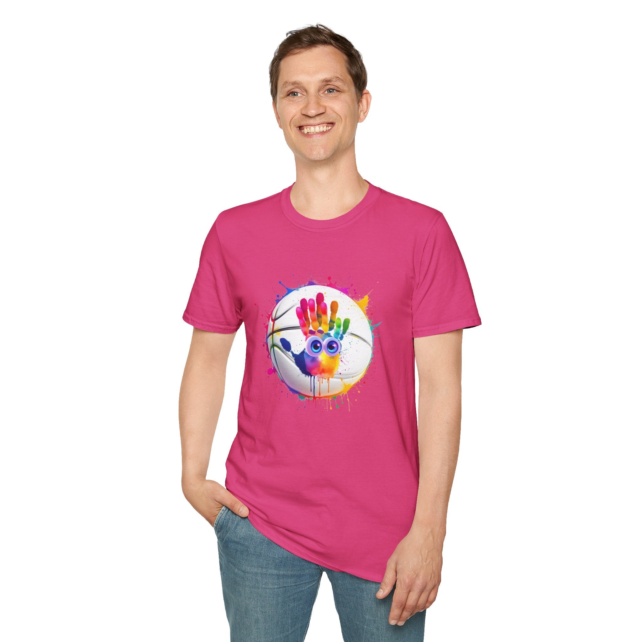 Colorful Handprint Football Unisex T-Shirt, Fun Tee for Kids and Adults, Gift for Artists, Birthday, Art Lovers and Celebrations