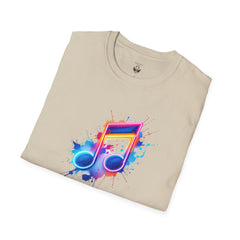 Musical Splash Unisex Softstyle T-Shirt | Gift for Music Lovers, Vibrant Art Tee, Trendy Music Shirt, Birthday Gift, Concert Wear