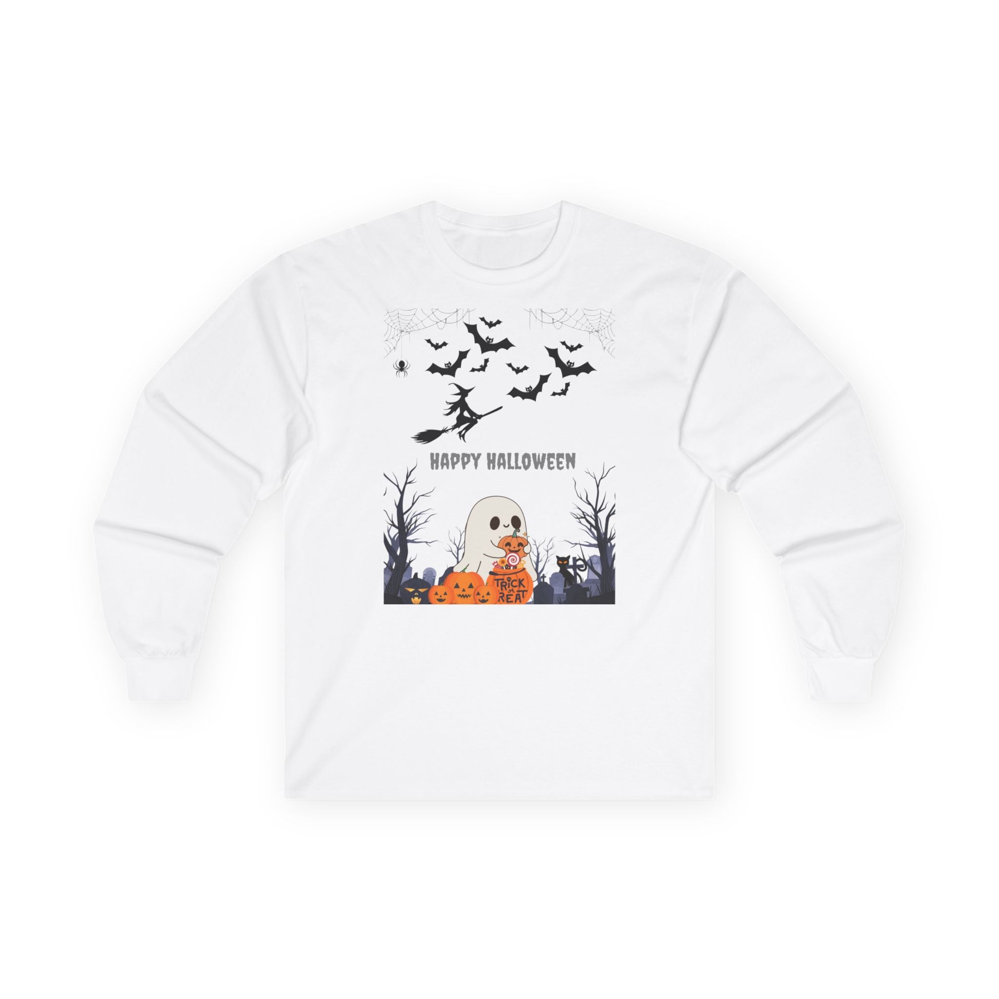 Halloween Long Sleeve Tee, Spooky Shirt, Fall Fashion, Ghost Tee, Pumpkin T-Shirt, Unisex Halloween Apparel