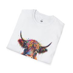 Highland Cow Graphic T-Shirt, Fun Farm Animal Tee, Cute Gift for Cow Lovers, Unisex Softstyle Shirt for Casual Wear