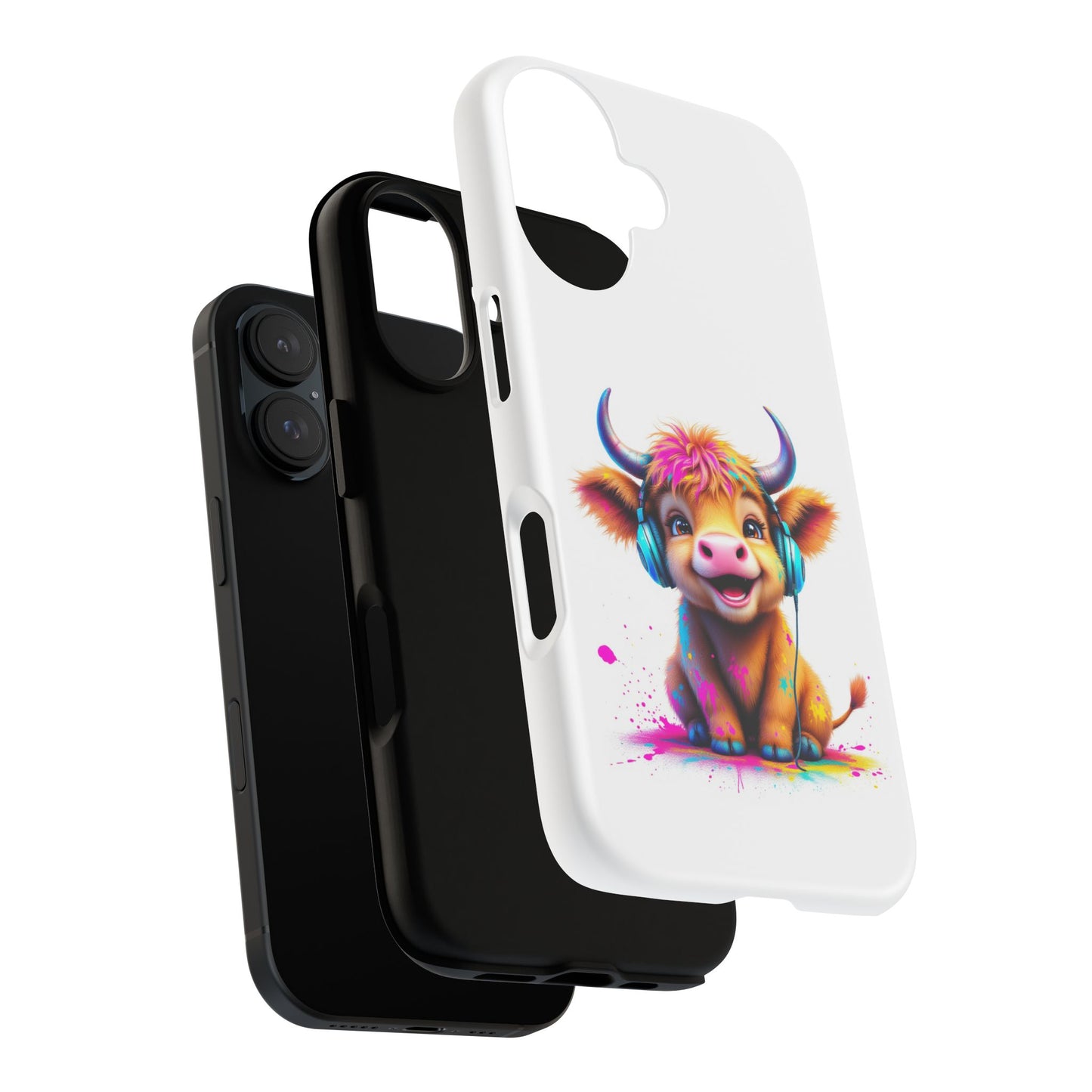 Cute Cow Phone Case with Headphones – Tough Cases