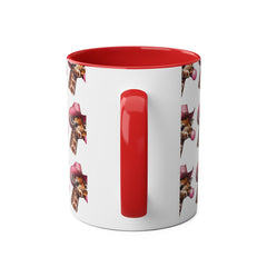 Fun Giraffe Coffee Mug, Whimsical Cup, Red Two-Tone Mug, Cute Gifts, Animal Lover Drinkware, Perfect for Birthdays, Unique Kitchen Decor