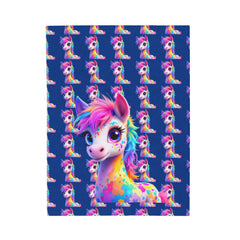 Rainbow Unicorn Velveteen Plush Blanket - Cozy Throw for Kids and Unicorn Lovers