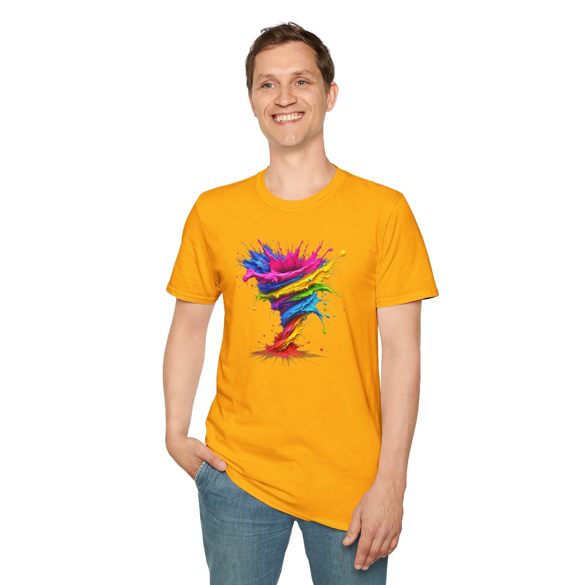 Vibrant Splash Art Tee, Colorful Unisex T-Shirt, Fun Graphic Tee, Summer Festival Top, Gift for Art Lovers, Casual Everyday Wear