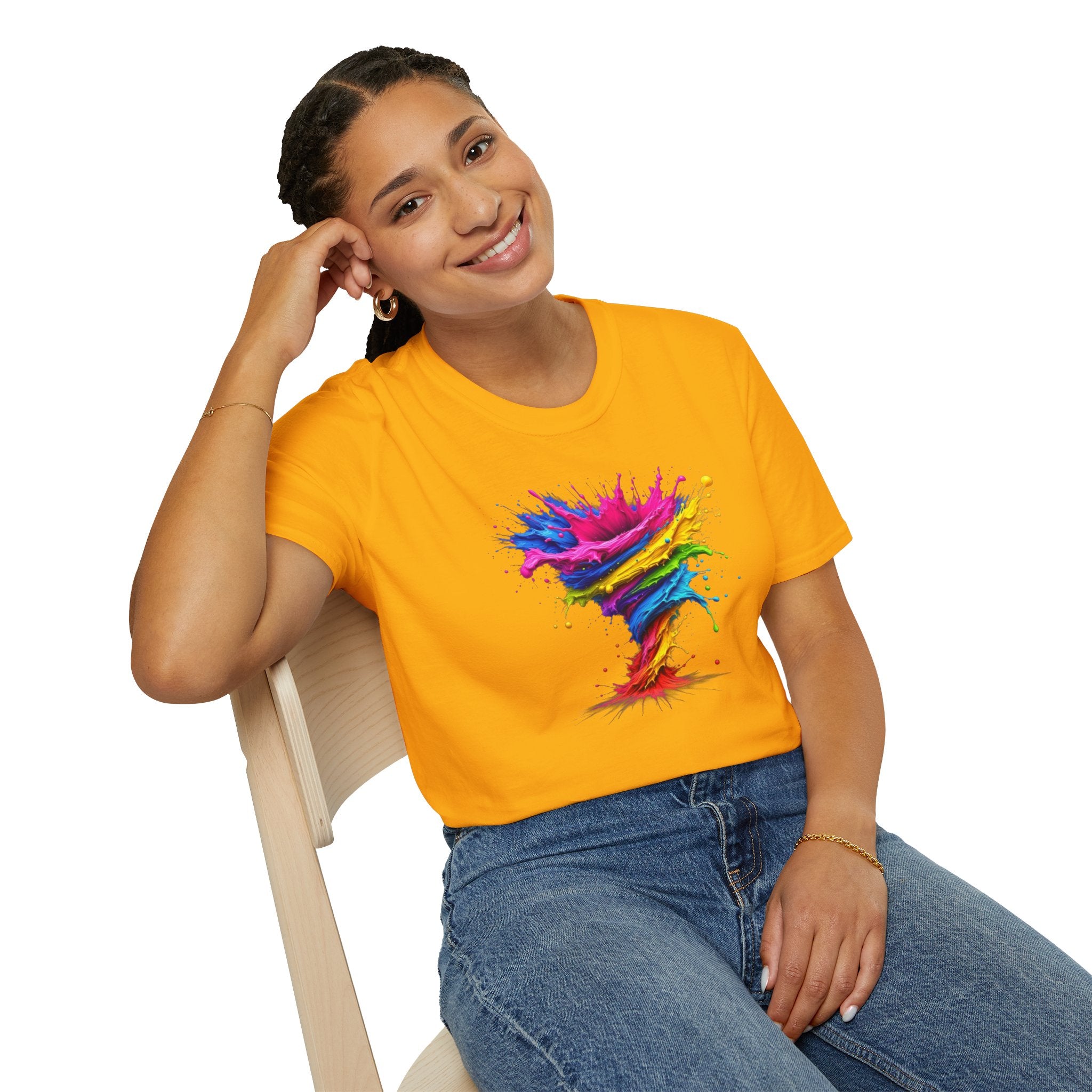 Vibrant Splash Art Tee, Colorful Unisex T-Shirt, Fun Graphic Tee, Summer Festival Top, Gift for Art Lovers, Casual Everyday Wear