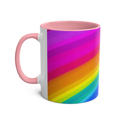 Vibrant Rainbow Two-Tone Coffee Mug - 11oz Colorful Drinkware
