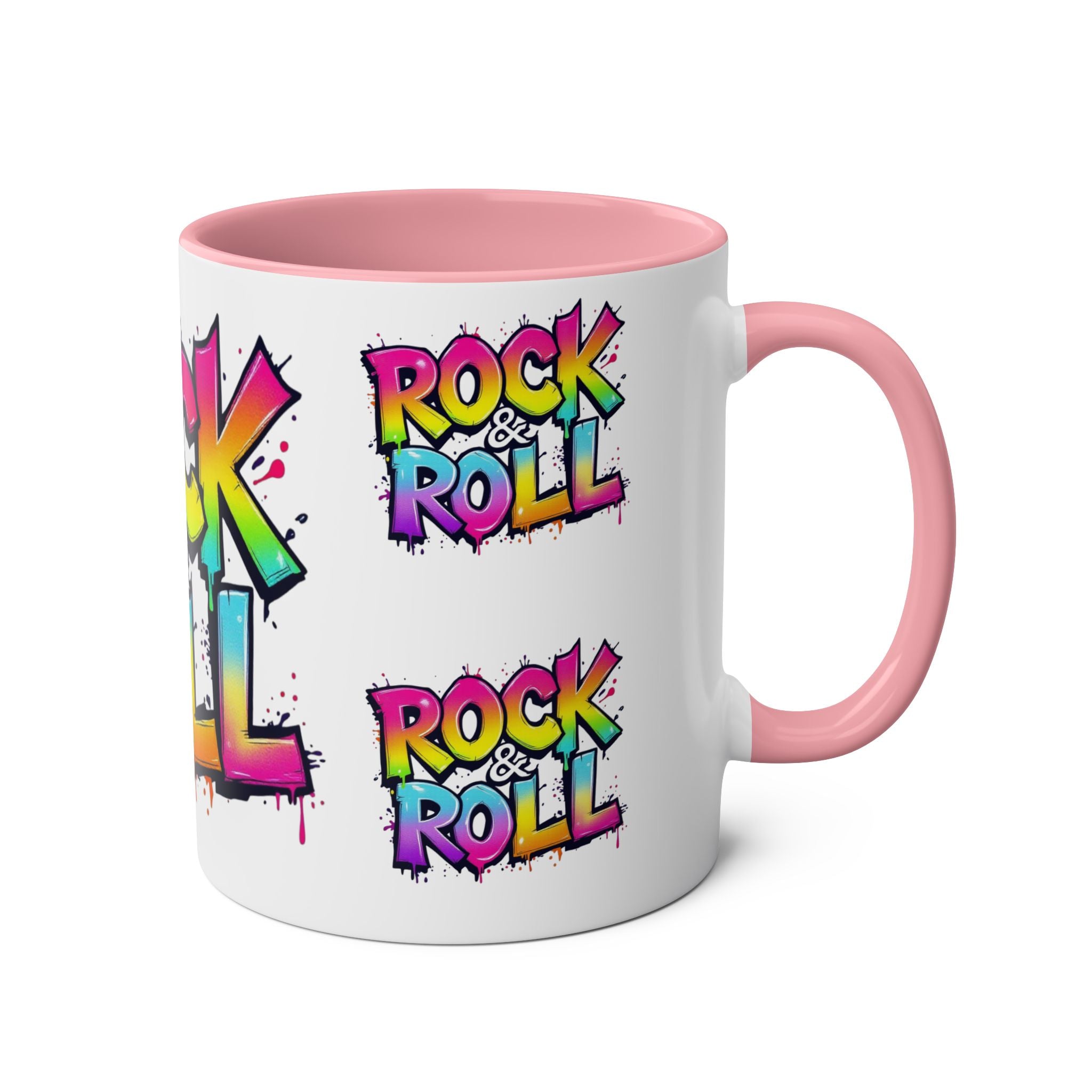 Colorful Rock & Roll Coffee Mug - 11oz Two-Tone Mug for Music Lovers