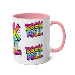 Colorful Rock & Roll Coffee Mug - 11oz Two-Tone Mug for Music Lovers