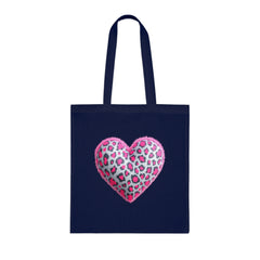 Leopard Heart Cotton Tote Bag | Cute Eco-Friendly Shopping Bag, Girlfriend Gift, Valentine's Day, Reusable Grocery Bag, Beach Bag