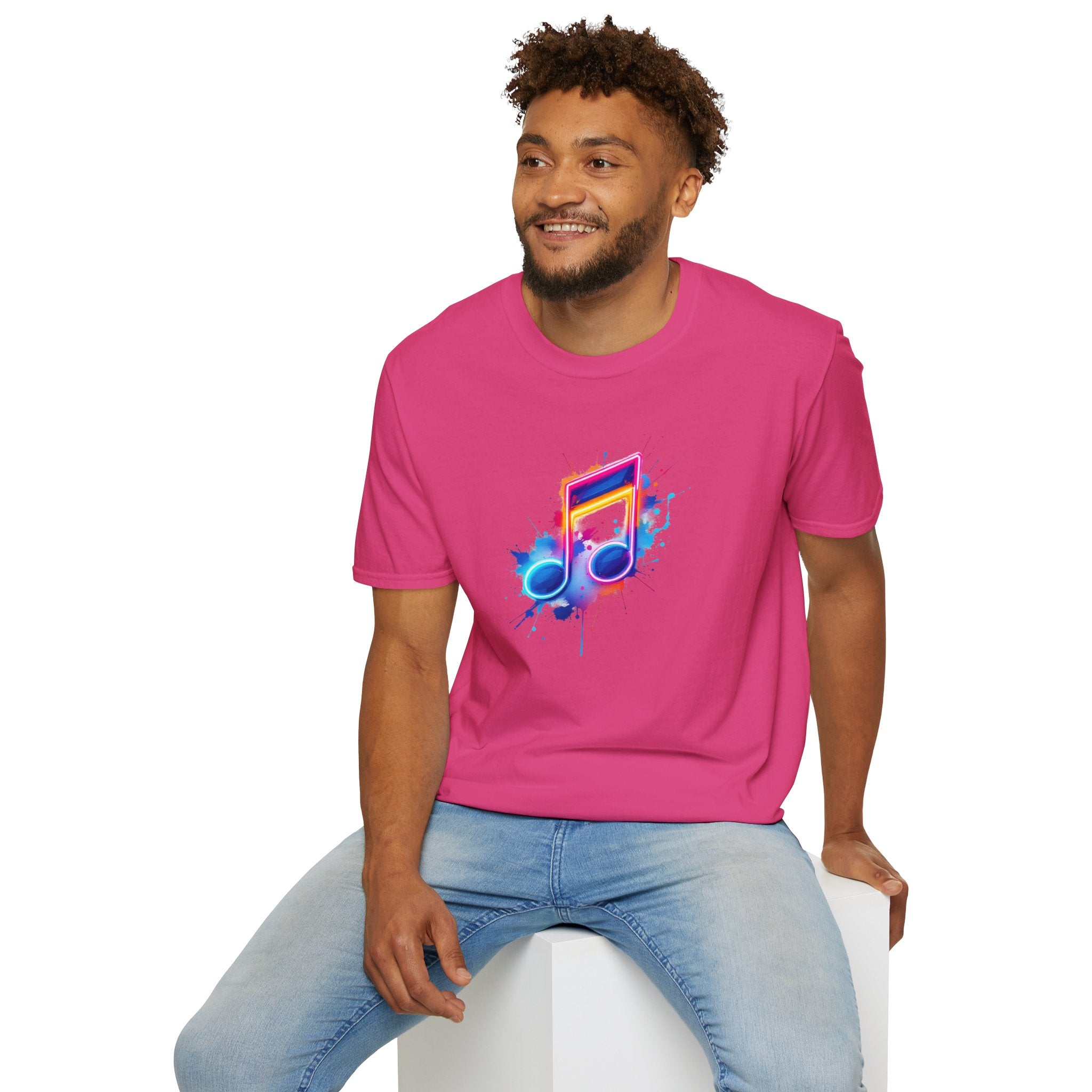 Musical Splash Unisex Softstyle T-Shirt | Gift for Music Lovers, Vibrant Art Tee, Trendy Music Shirt, Birthday Gift, Concert Wear