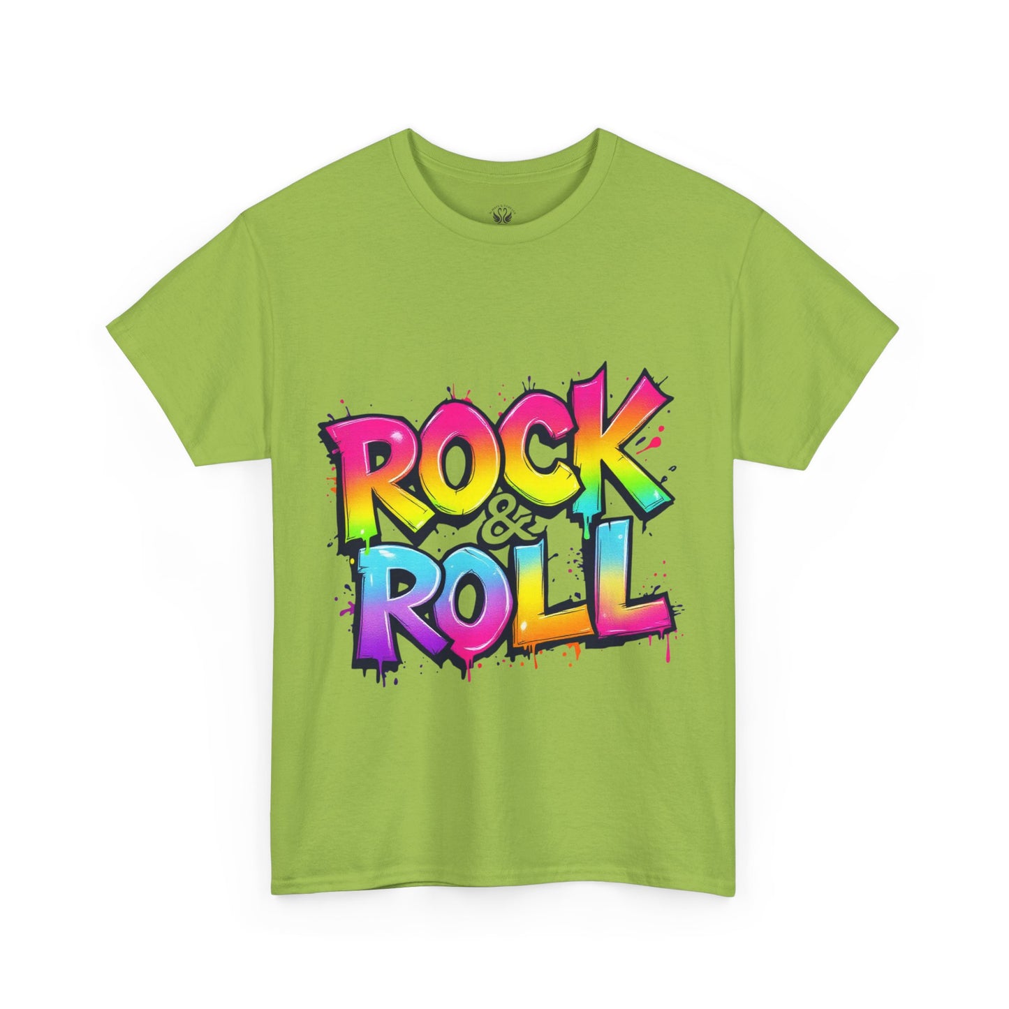 Rock & Roll Unisex Heavy Cotton Tee - Vibrant Graffiti Style Shirt for Music Lovers