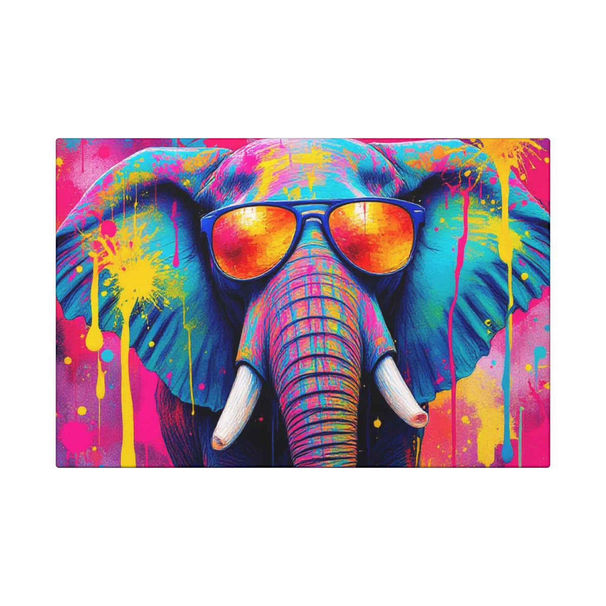 Vibrant Elephant Canvas Art Wrap - Colorful Wall Decor for Animal Lovers