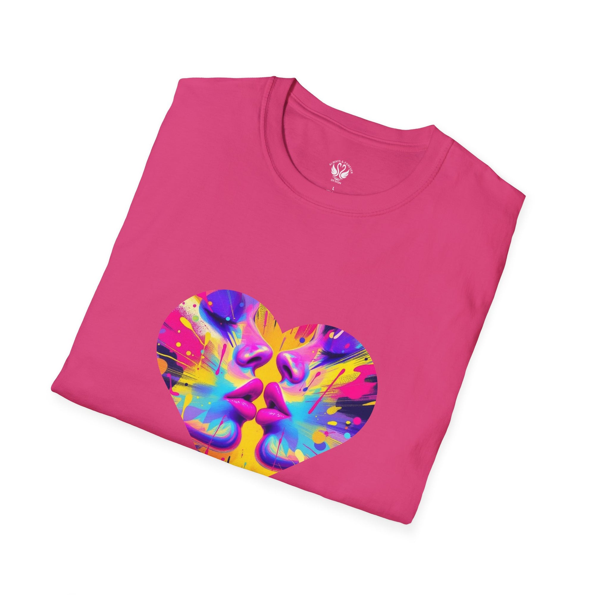 Vibrant Heart Art T-Shirt, Colorful Unisex Tee for Couples, Gift for Valentine's Day, Artistic Love Shirt, Casual Everyday Wear