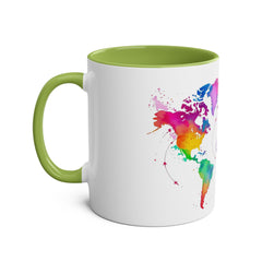 Colorful Map Two-Tone Coffee Mug - 11oz Travel Lovers Gift