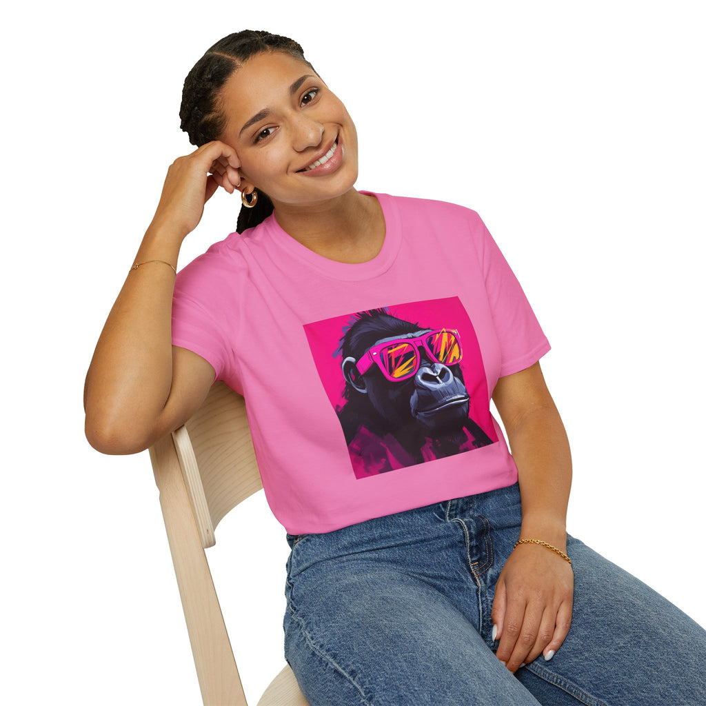 Retro Gorilla Graphic T-Shirt, Fun Animal Tee, Unisex Casual Wear, Birthday Gift, Summer Styles, Festival Fashion