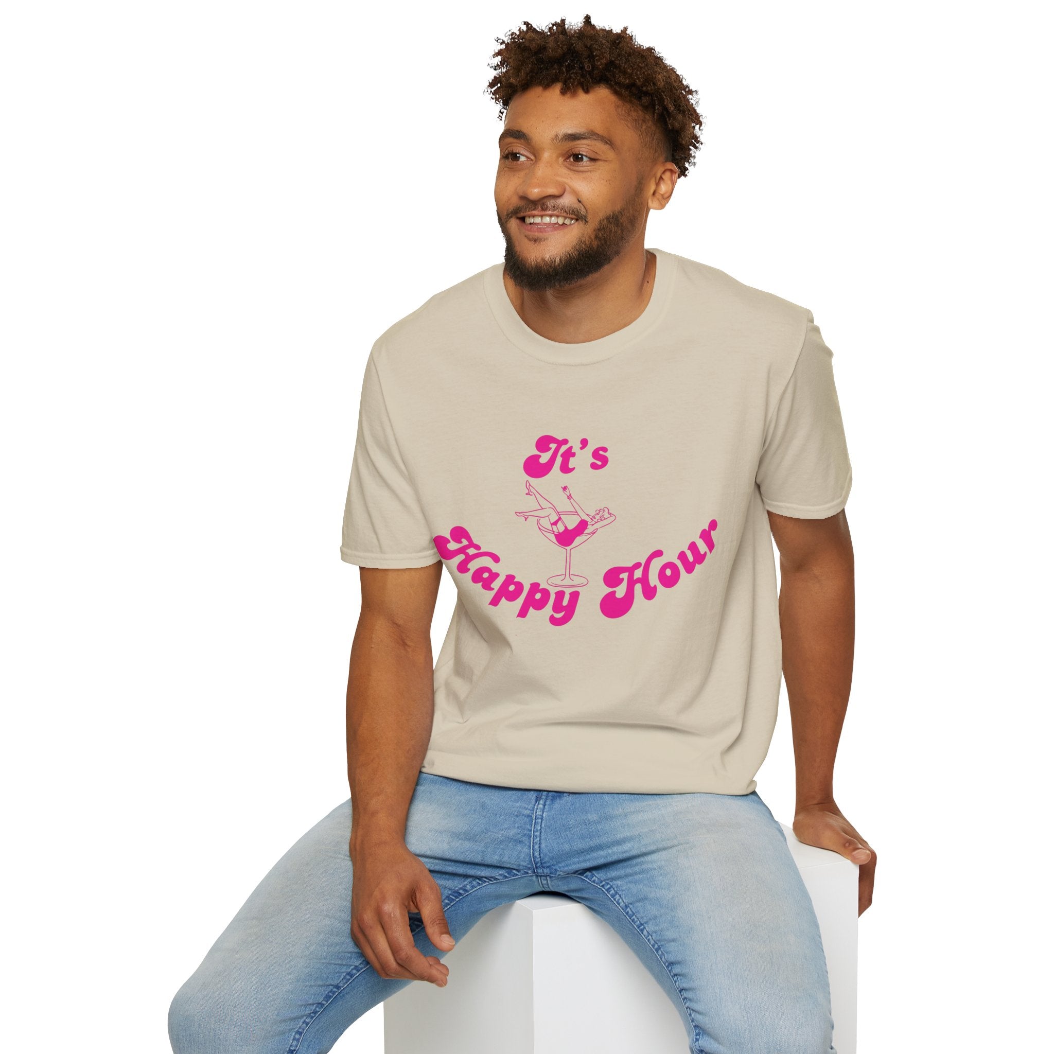 Happy Hour Unisex T-Shirt, Fun Cocktail Shirt, Gift for Party Lovers, Birthday Celebration Tee, Summer Party Outfit