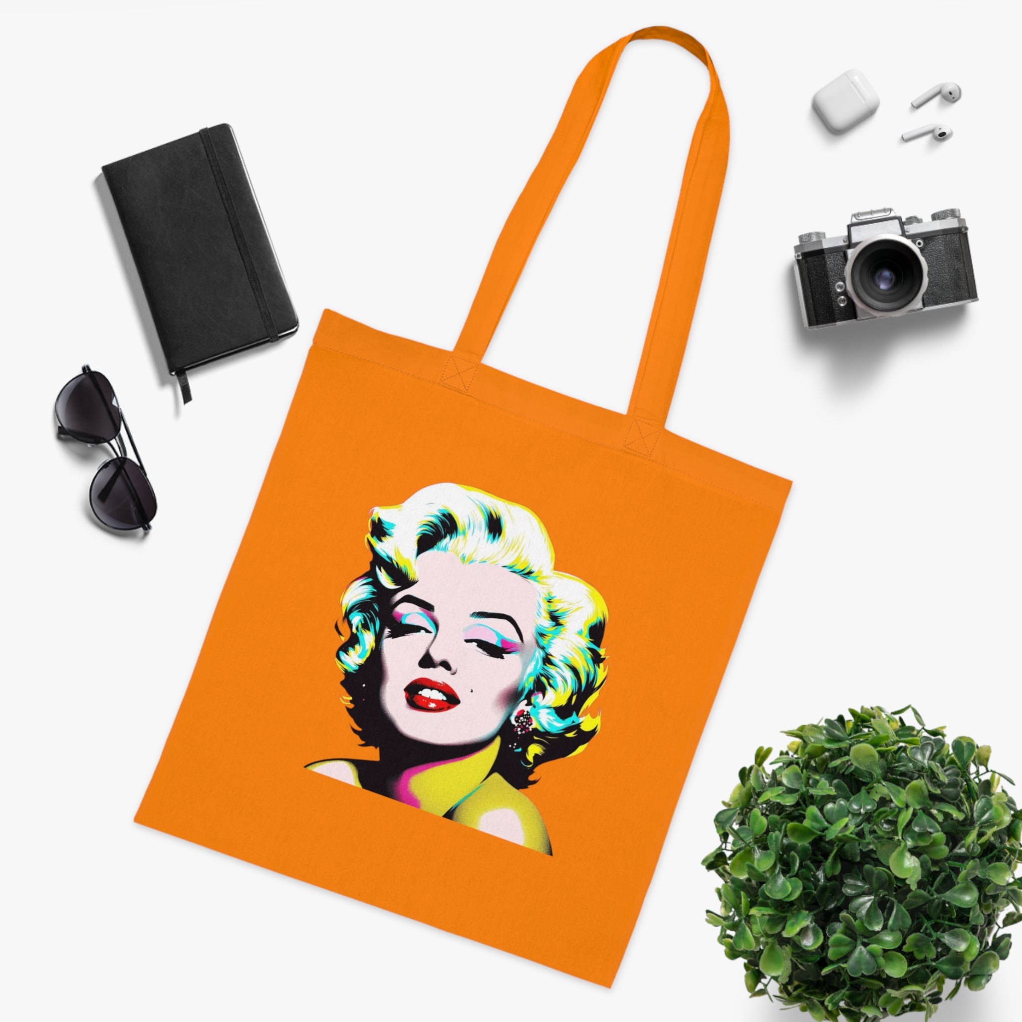 Marilyn Pop Art Cotton Tote Bag, Eco-Friendly Shopping Bag, Fun Beach Tote, Vintage Style Handbag, Gift for Art Lovers