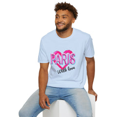 Paris with Love Unisex T-Shirt, Trendy Graphic Tee, Fashionable Gift, Casual Wear, Travel Souvenir, Unique Statement Shirt