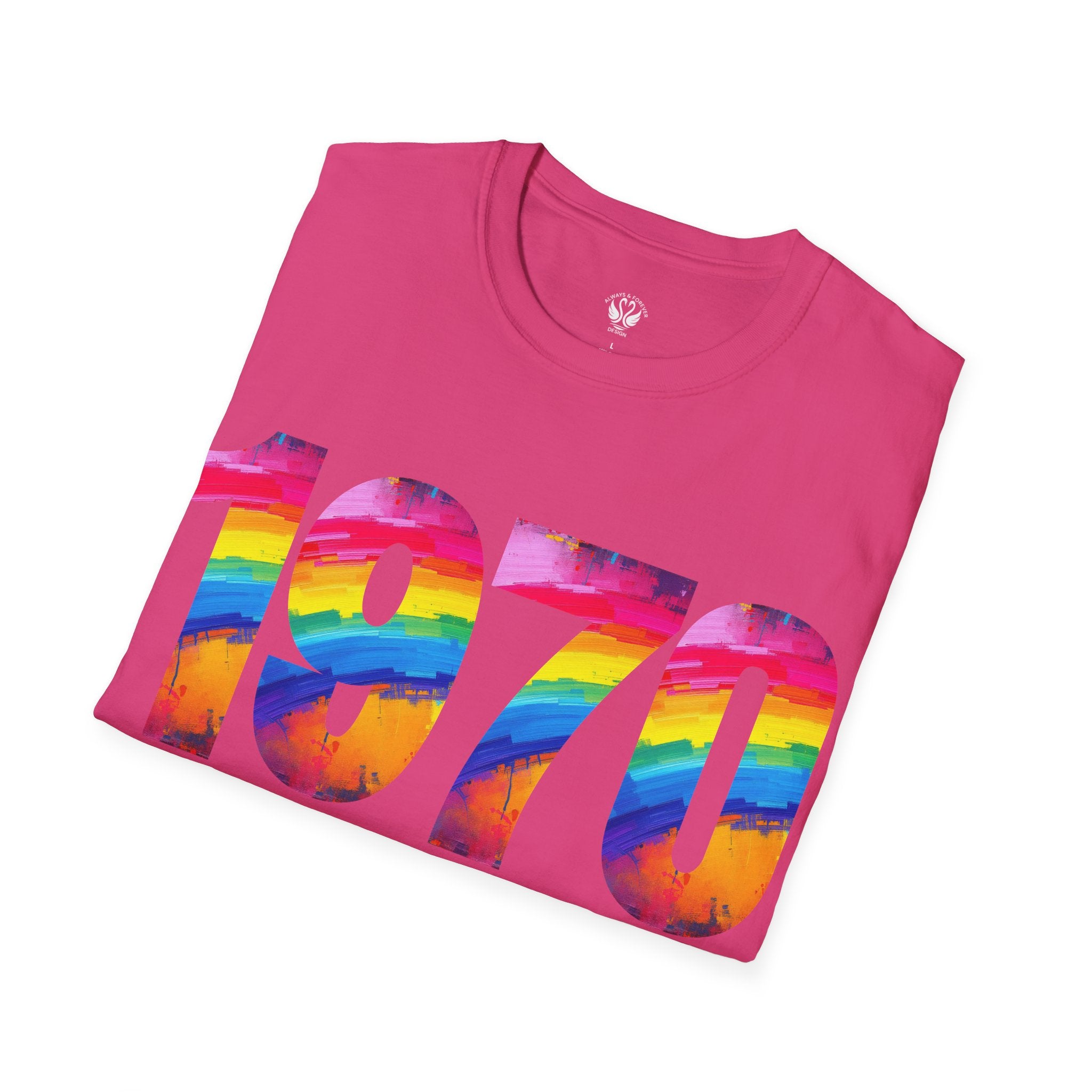 Retro 1970 Rainbow Unisex T-Shirt, Vintage Graphic Tee, LGBTQ Pride Apparel, Casual Streetwear, Gift Idea for Birthdays