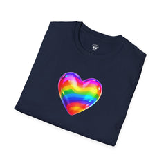 Rainbow Heart Unisex Softstyle T-Shirt, LGBTQ+ Pride Shirt, Colorful Heart Tee, Love Wins Tee, Gift for Him/Her