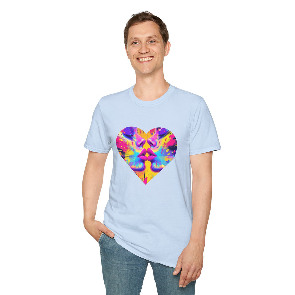 Vibrant Heart Art T-Shirt, Colorful Unisex Tee for Couples, Gift for Valentine's Day, Artistic Love Shirt, Casual Everyday Wear