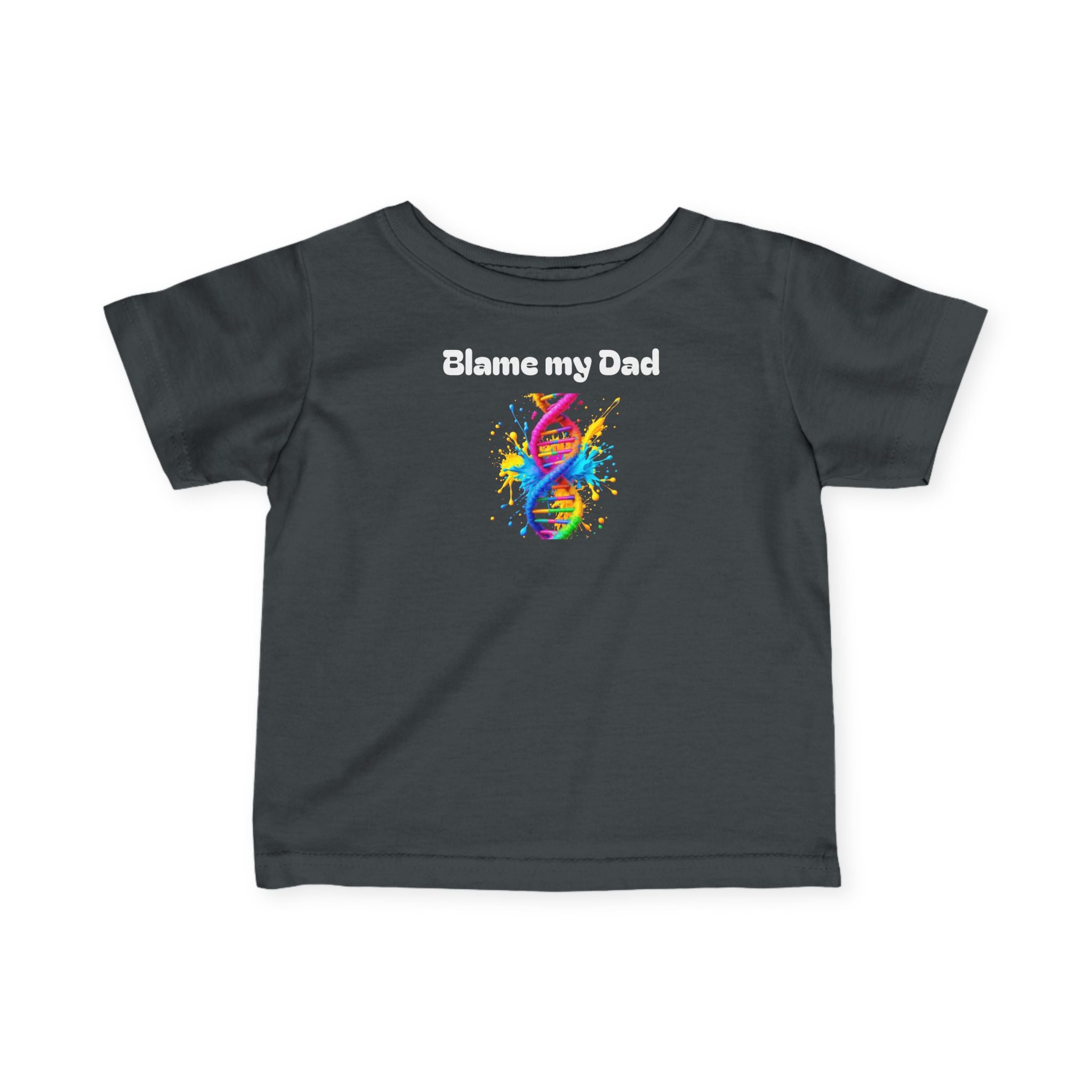 Colorful Baby Tee - 'Blame my Dad' Cute Infant Shirt, Trendy Toddler Top, Funny Baby Gift, Birthday Outfit, New Parent Shirt