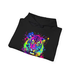 Colorful Tiger Hoodie – Unisex Heavy Blend™, Rainbow Tiger Sweatshirt, Graphic Hoodie, Animal Lover Gift, Unique Hooded Sweatshirt