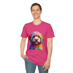 Colorful Puppy Art T-Shirt, Animal Lover Gift, Pet Owner Apparel, Fun Fashion for Dog Lovers, Unique Graphic Tee