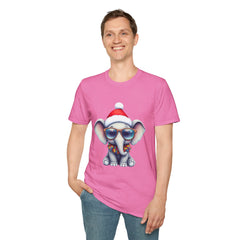 Cute Christmas Elephant T-Shirt, Unisex Holiday Tee, Fun Santa Shirt, Gift for Animal Lovers, Festive Apparel