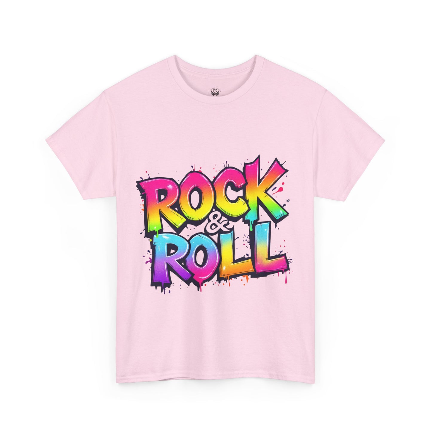 Rock & Roll Unisex Heavy Cotton Tee - Vibrant Graffiti Style Shirt for Music Lovers