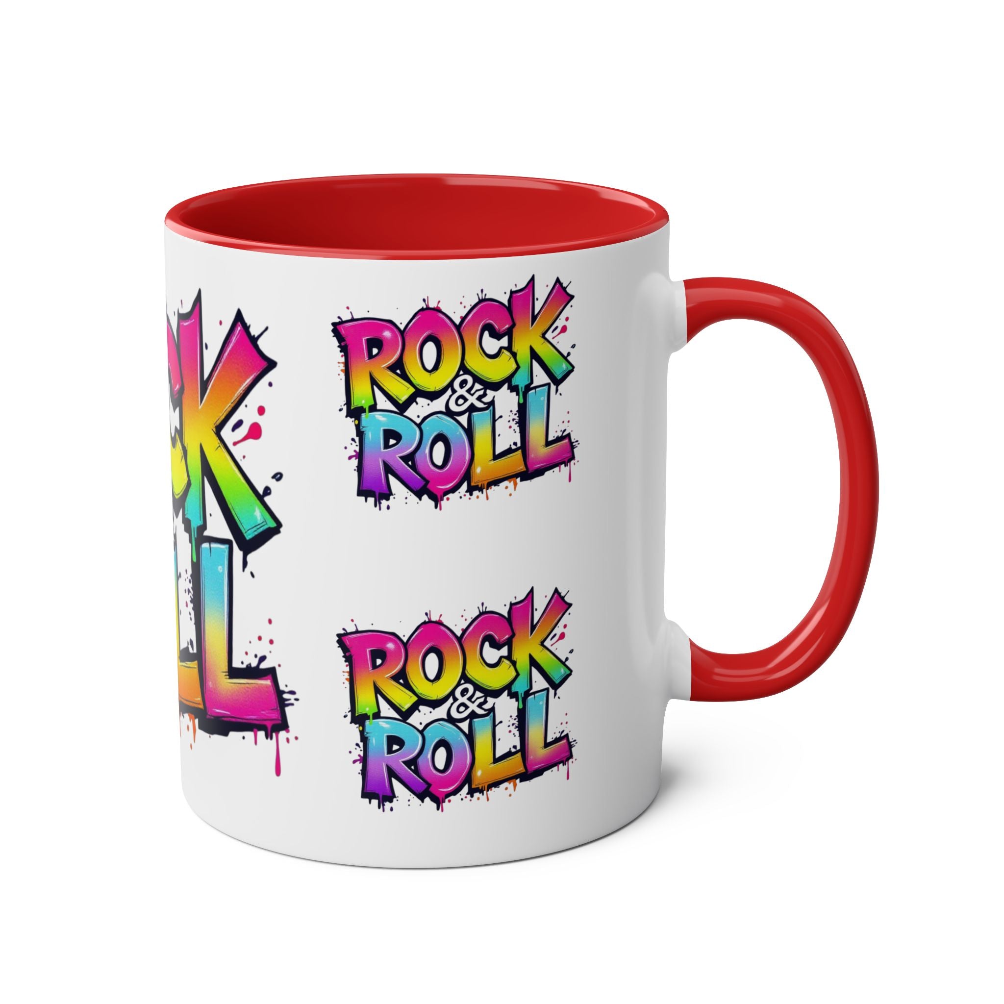 Colorful Rock & Roll Coffee Mug - 11oz Two-Tone Mug for Music Lovers