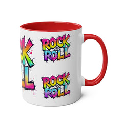 Colorful Rock & Roll Coffee Mug - 11oz Two-Tone Mug for Music Lovers