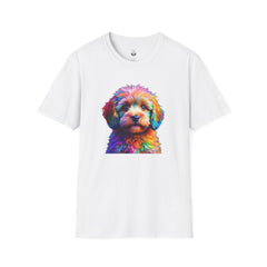 Colorful Puppy Art T-Shirt, Animal Lover Gift, Pet Owner Apparel, Fun Fashion for Dog Lovers, Unique Graphic Tee