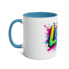 Colorful Love Coffee Mug - 11oz Two-Tone Mug for Valentine's Day & Everyday Joy