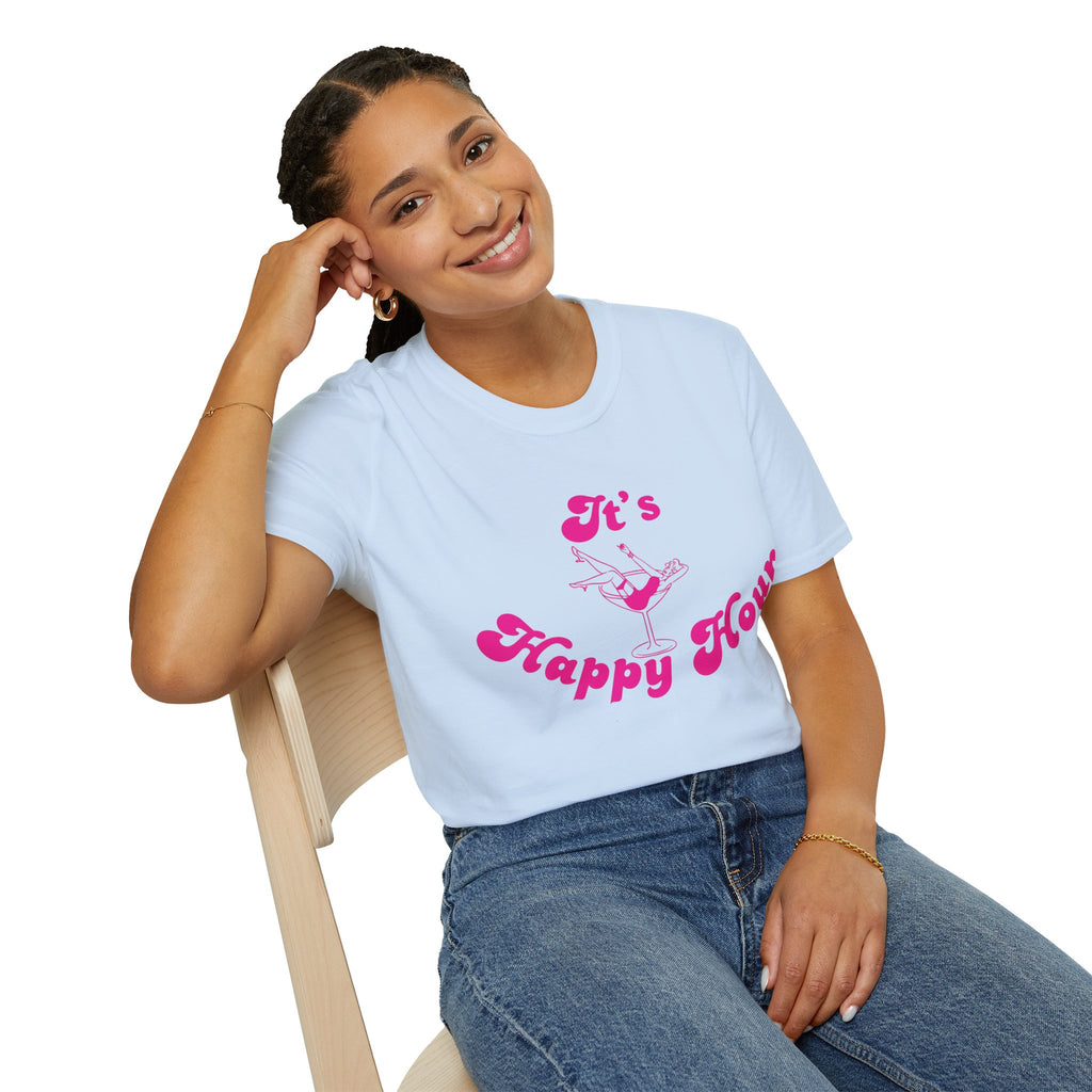 Happy Hour Unisex T-Shirt, Fun Cocktail Shirt, Gift for Party Lovers, Birthday Celebration Tee, Summer Party Outfit