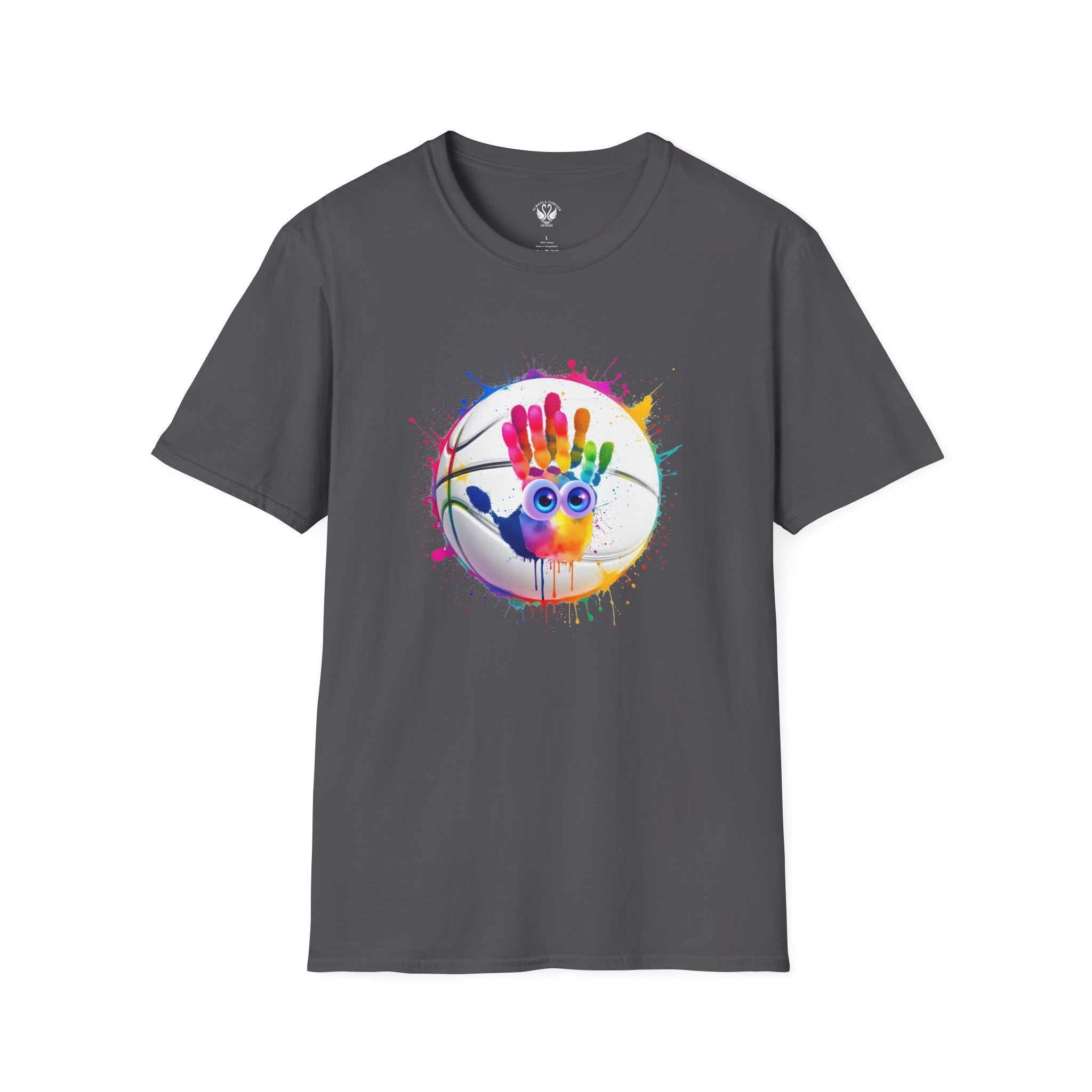 Colorful Handprint Football Unisex T-Shirt, Fun Tee for Kids and Adults, Gift for Artists, Birthday, Art Lovers and Celebrations