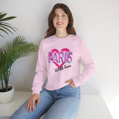 Paris Love Crewneck Sweatshirt, Gift for Her, Cozy Fashion, Travel Souvenir, Valentine's Day, Casual Style