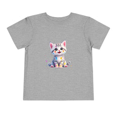 Cute Cat Toddler Tee - Whimsical Graphic Short Sleeve Shirt for Kids