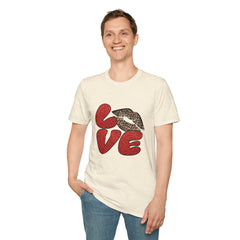 Leopard Love Graphic T-Shirt, Cute Valentine's Day Shirt, Casual Love Tee, Unisex Softstyle Top, Trendy Gift for Her
