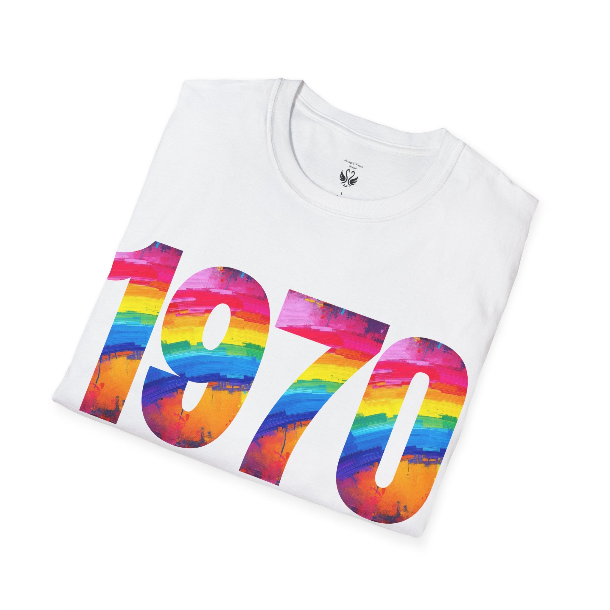 Retro 1970 Rainbow Unisex T-Shirt, Vintage Graphic Tee, LGBTQ Pride Apparel, Casual Streetwear, Gift Idea for Birthdays