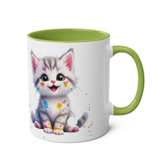 Cute Cat Two-Tone Coffee Mug for Cat Lovers