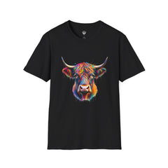 Highland Cow Graphic T-Shirt, Fun Farm Animal Tee, Cute Gift for Cow Lovers, Unisex Softstyle Shirt for Casual Wear