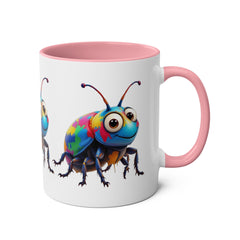 Colorful Beetle Two-Tone Coffee Mug - 11oz Fun and Whimsical Design