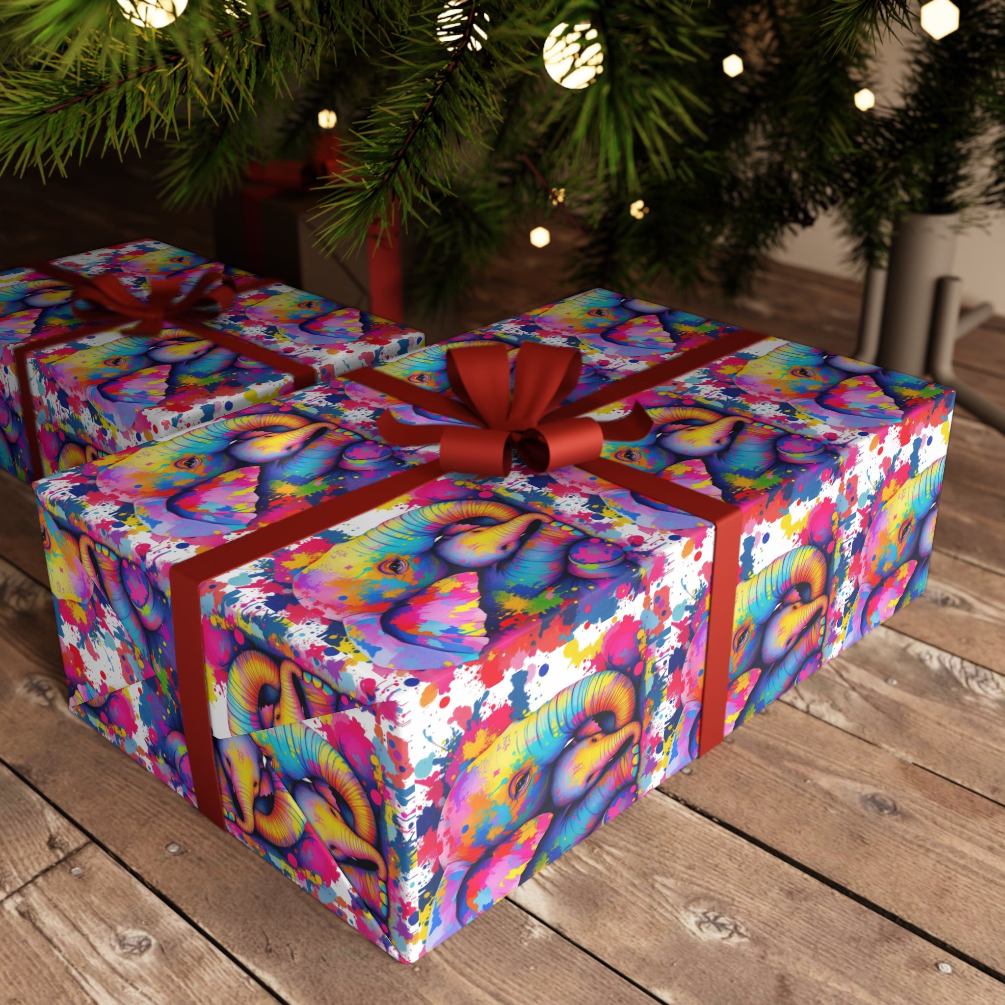 Colorful Elephant Gift Wrapping Paper Sheets - Eco-Friendly, Fun, Vibrant Designs for Parties, Holidays, Birthdays, Celebrations