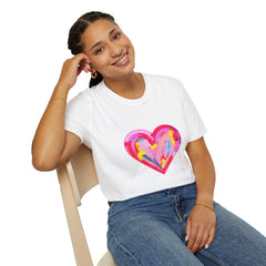 Heart Beat Unisex T-Shirt, Colorful Love Tee, Casual Graphic Tee, Gift for Friends, Valentine's Day Shirt
